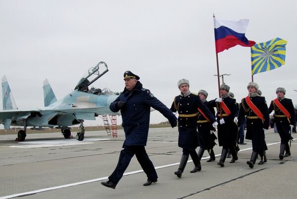 Cazas que llegaron al aeródromo militar de Belbek, en Crimea - Sputnik Mundo